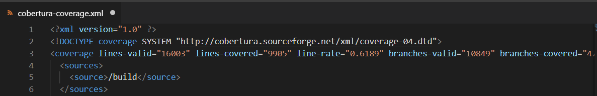 Cobertura coverage XML file