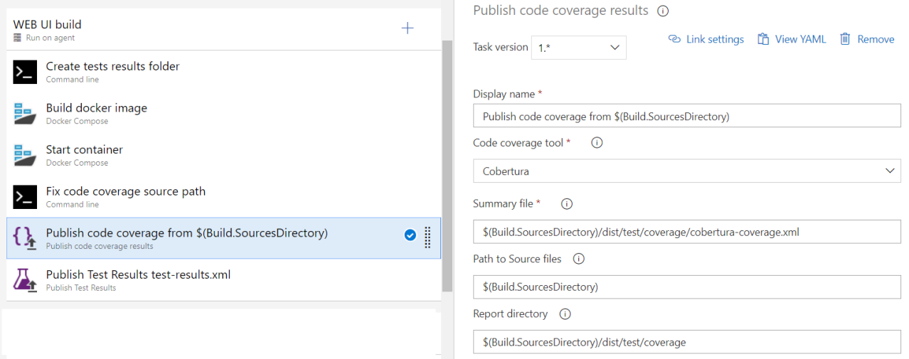 Publish code coverage task